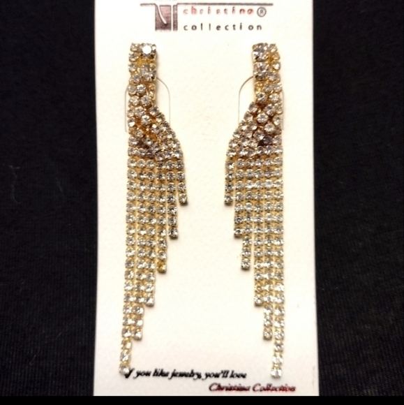 Rhinestone Dangle Earrings NWT - Picture 1 of 3